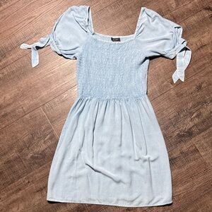 Light Blue Puff Sleeve Dress
